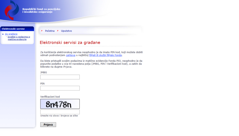 Online provera preko PIO fonda